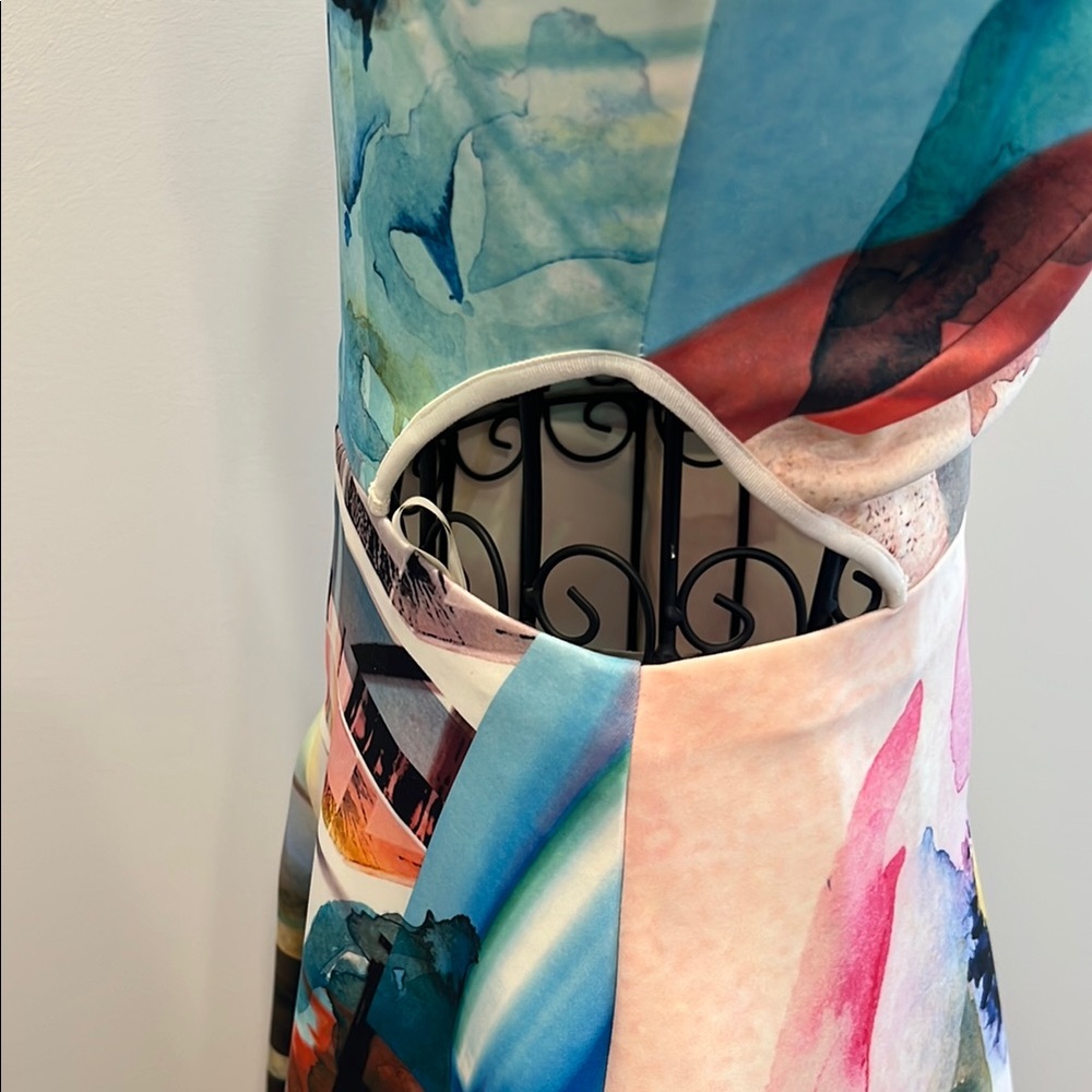 Clover Canyon Blue and Pink Halter A-Line Mini Dress - Picture 4 of 10